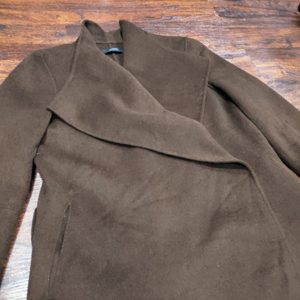 Joseph Brown Open Front Asymmetrical Cashmere Wool Lisa Jacket Women's Size M - Picture 7 of 14